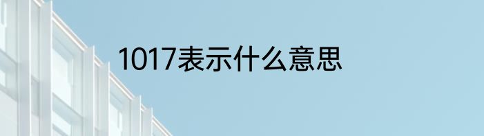 1017表示什么意思
