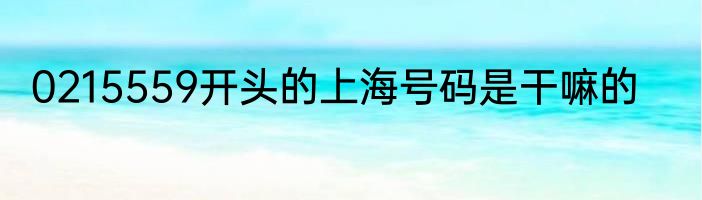 0215559开头的上海号码是干嘛的