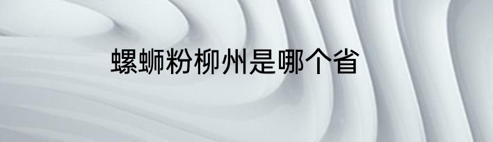 螺蛳粉柳州是哪个省