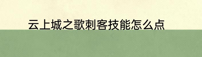 云上城之歌刺客技能怎么点