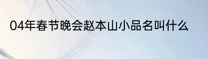 04年春节晚会赵本山小品名叫什么