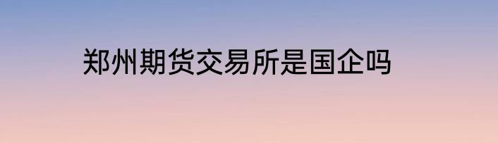 郑州期货交易所是国企吗