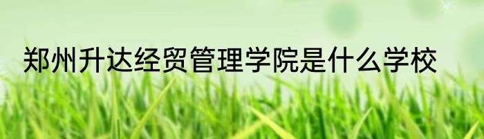 郑州升达经贸管理学院是什么学校