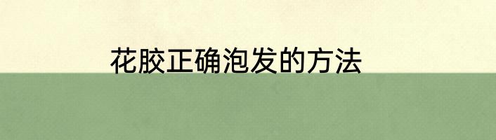 花胶正确泡发的方法