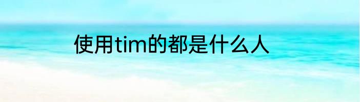 使用tim的都是什么人