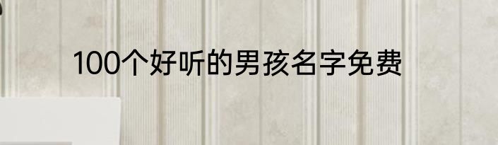 100个好听的男孩名字免费
