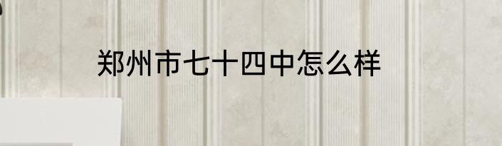 郑州市七十四中怎么样