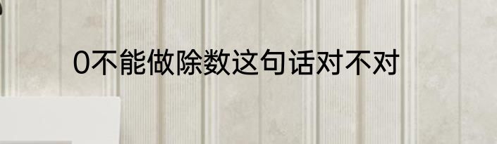 0不能做除数这句话对不对