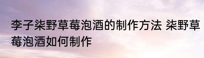 李子柒野草莓泡酒的制作方法 柒野草莓泡酒如何制作