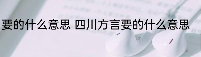 要的什么意思 四川方言要的什么意思