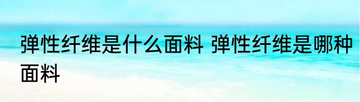 弹性纤维是什么面料 弹性纤维是哪种面料