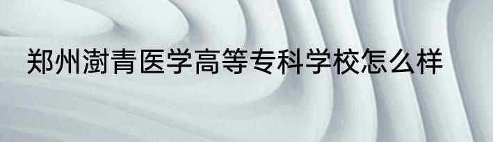 郑州澍青医学高等专科学校怎么样