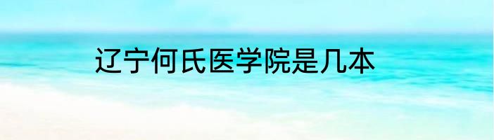 辽宁何氏医学院是几本