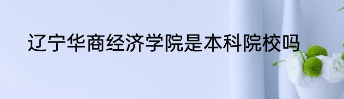 辽宁华商经济学院是本科院校吗