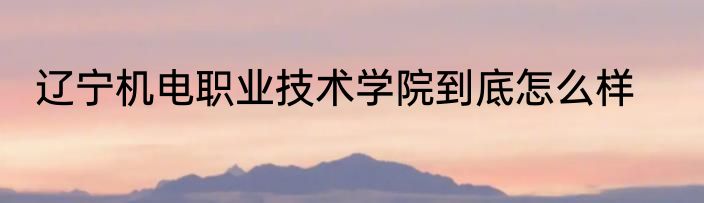 辽宁机电职业技术学院到底怎么样