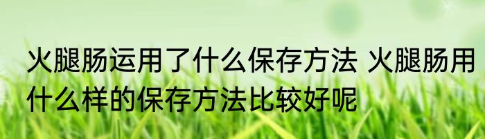 火腿肠运用了什么保存方法 火腿肠用什么样的保存方法比较好呢