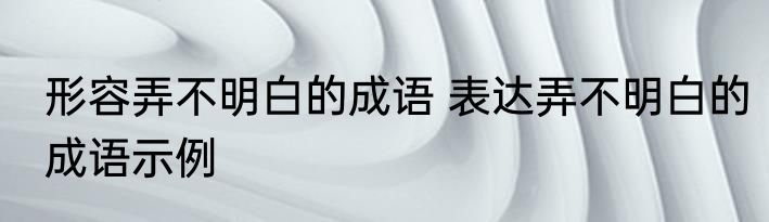 形容弄不明白的成语 表达弄不明白的成语示例