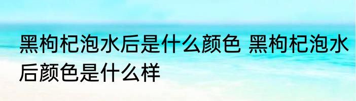 黑枸杞泡水后是什么颜色 黑枸杞泡水后颜色是什么样