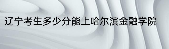 辽宁考生多少分能上哈尔滨金融学院
