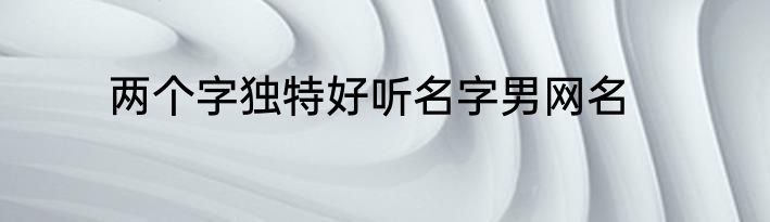 两个字独特好听名字男网名