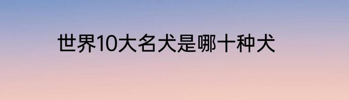 世界10大名犬是哪十种犬