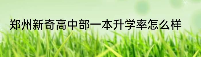 郑州新奇高中部一本升学率怎么样