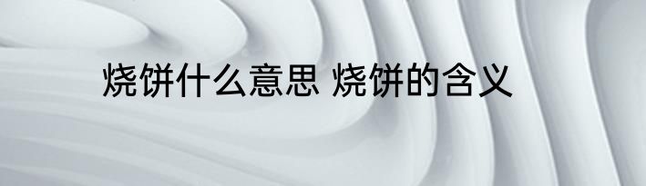 烧饼什么意思 烧饼的含义