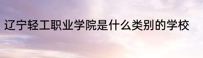 辽宁轻工职业学院是什么类别的学校