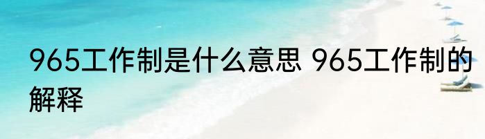 965工作制是什么意思 965工作制的解释