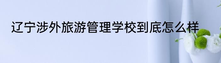 辽宁涉外旅游管理学校到底怎么样