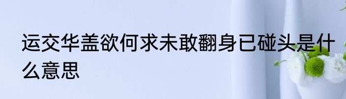 运交华盖欲何求未敢翻身已碰头是什么意思