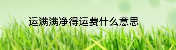 运满满净得运费什么意思