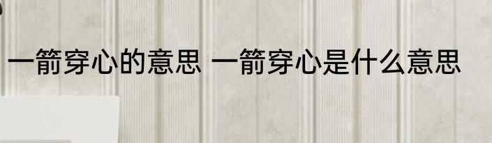 一箭穿心的意思 一箭穿心是什么意思