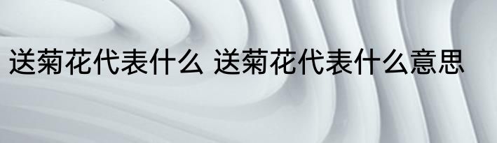 送菊花代表什么 送菊花代表什么意思