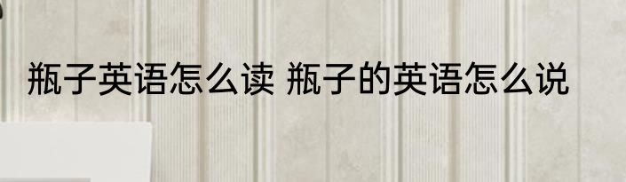 瓶子英语怎么读 瓶子的英语怎么说