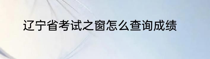 辽宁省考试之窗怎么查询成绩