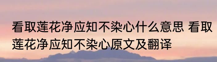 看取莲花净应知不染心什么意思 看取莲花净应知不染心原文及翻译