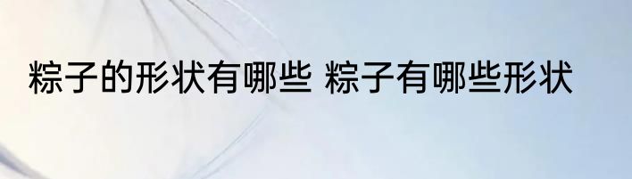 粽子的形状有哪些 粽子有哪些形状