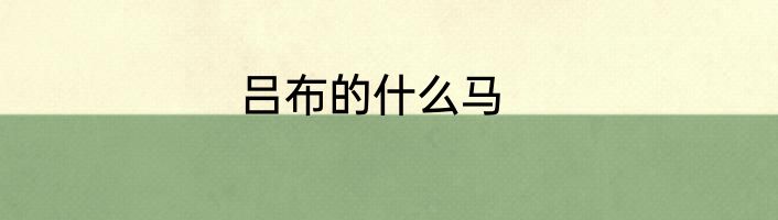 吕布的什么马
