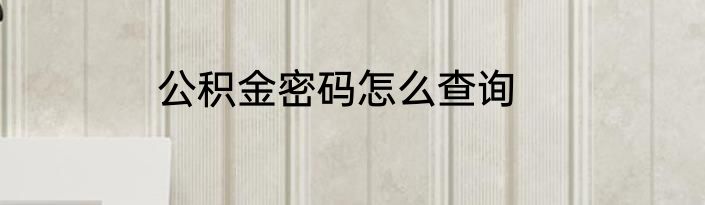 公积金密码怎么查询