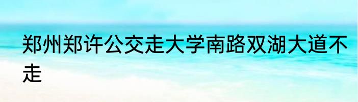 郑州郑许公交走大学南路双湖大道不走