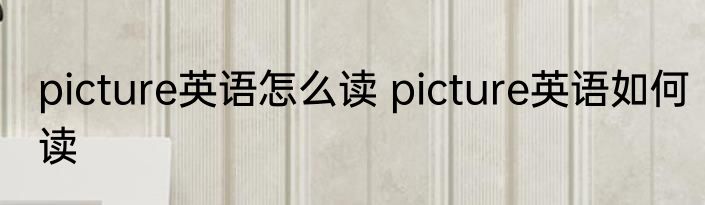 picture英语怎么读 picture英语如何读