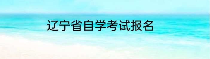 辽宁省自学考试报名