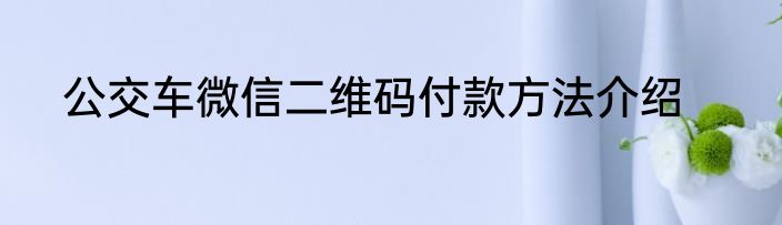 公交车微信二维码付款方法介绍