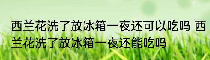 西兰花洗了放冰箱一夜还可以吃吗 西兰花洗了放冰箱一夜还能吃吗