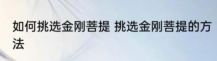 如何挑选金刚菩提 挑选金刚菩提的方法