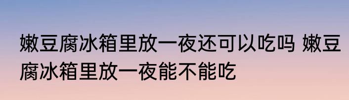 嫩豆腐冰箱里放一夜还可以吃吗 嫩豆腐冰箱里放一夜能不能吃
