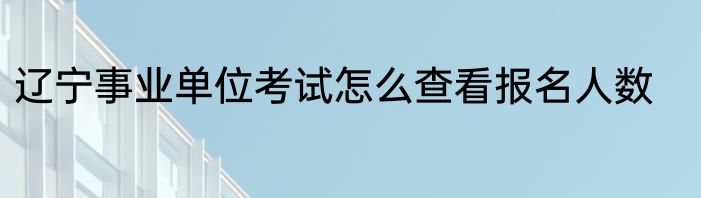 辽宁事业单位考试怎么查看报名人数