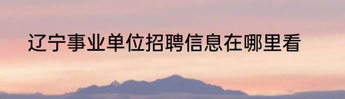 辽宁事业单位招聘信息在哪里看