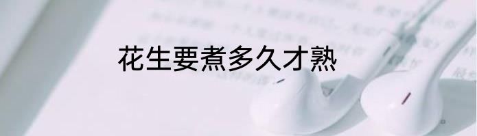 花生要煮多久才熟